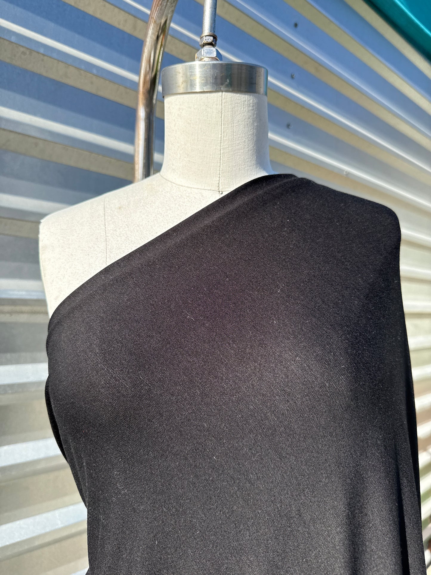 Black Solid Rayon Spandex Jersey "Midnight Graveyard"