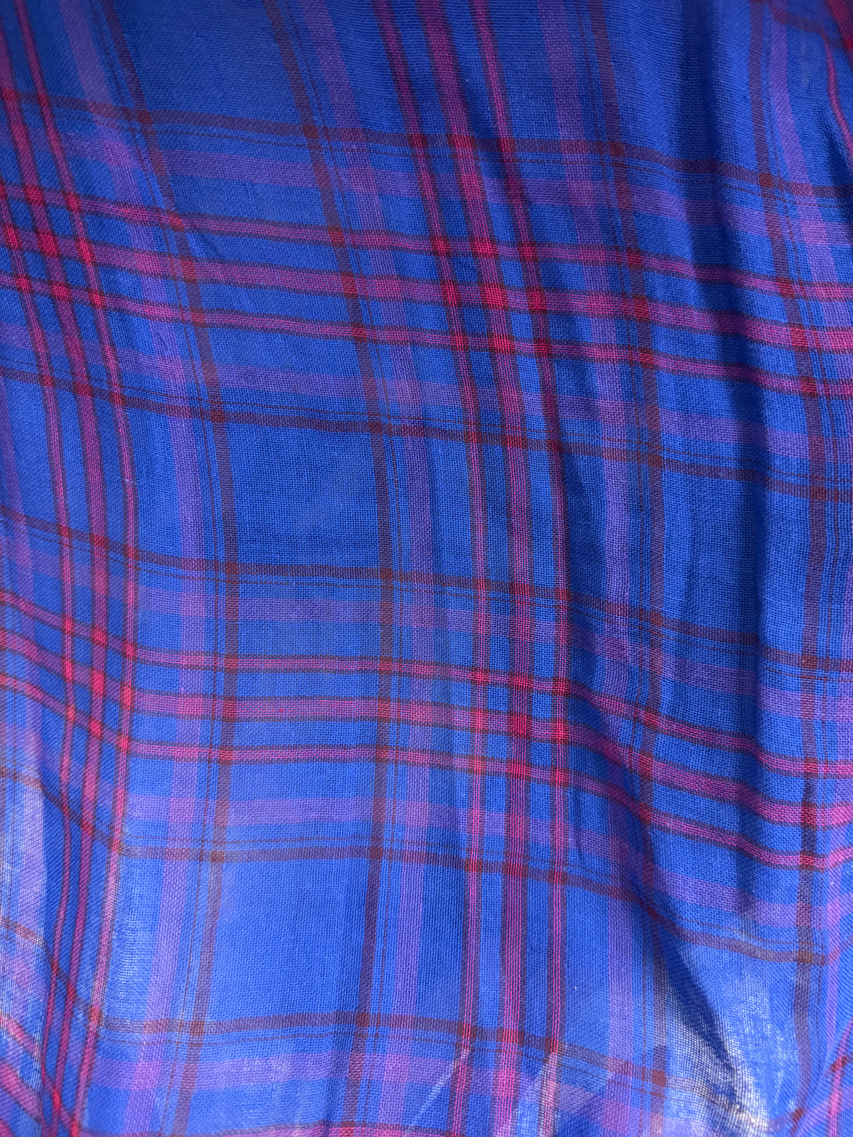 Blue Red Plaid Double Cotton Gauze Woven "Bobby”