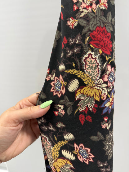 Black Red Floral Polyester 4 Yards