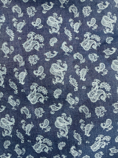 Blue Chambray Paisley Cotton Woven "Lucia"