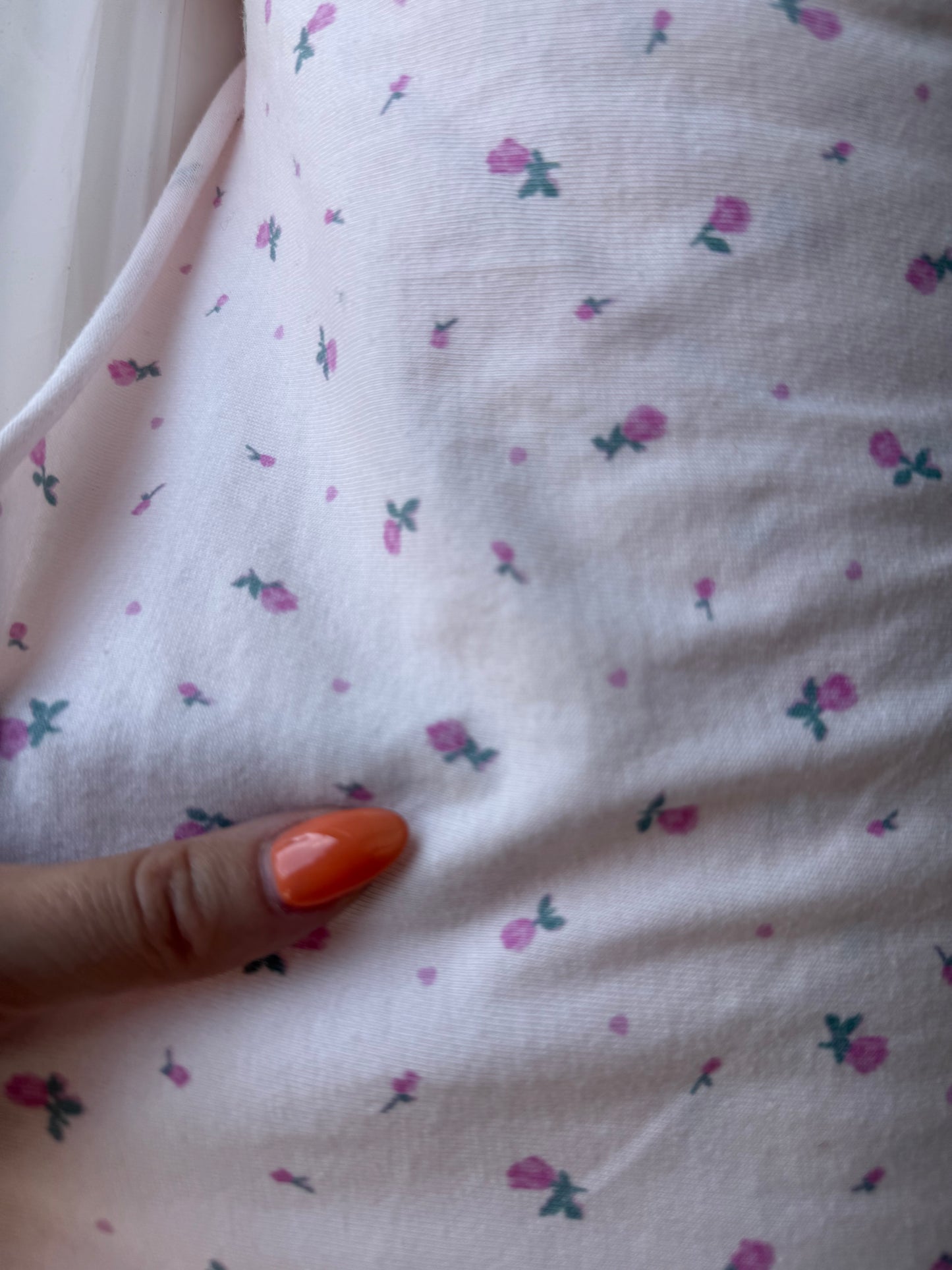 Pink Rose Bud Ditsy Floral Print Cotton Jersey Knit “Sleeping Rose”