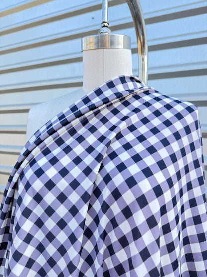 Blue White Gingham Nylon Spandex Swim Knit "Pond Swimmer”