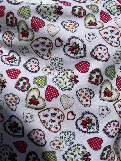 Vintage Heart Print Cotton Flannel "Nana's Softie"