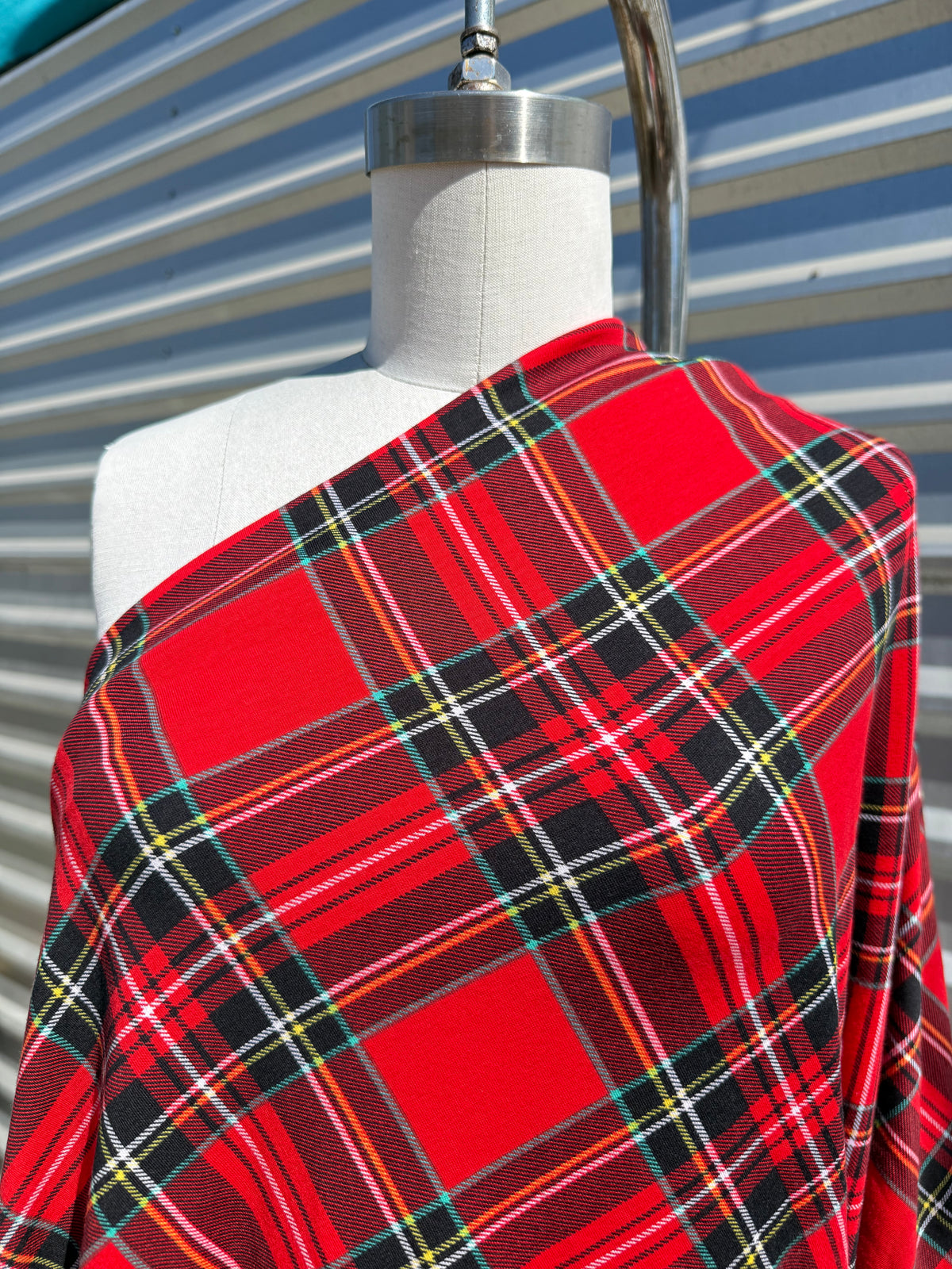 Red Black Tartan Plaid Cotton Spandex Jersey “Sid”