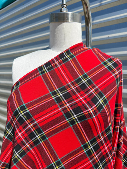 Red Black Tartan Plaid Cotton Spandex Jersey “Sid”