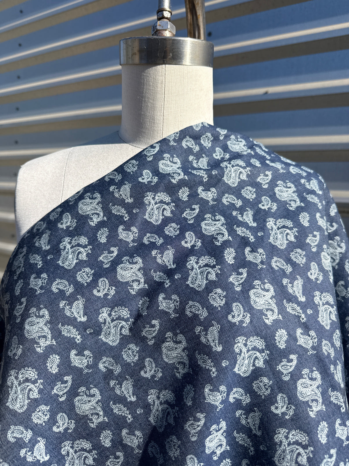 Blue Chambray Paisley Cotton Woven "Lucia"