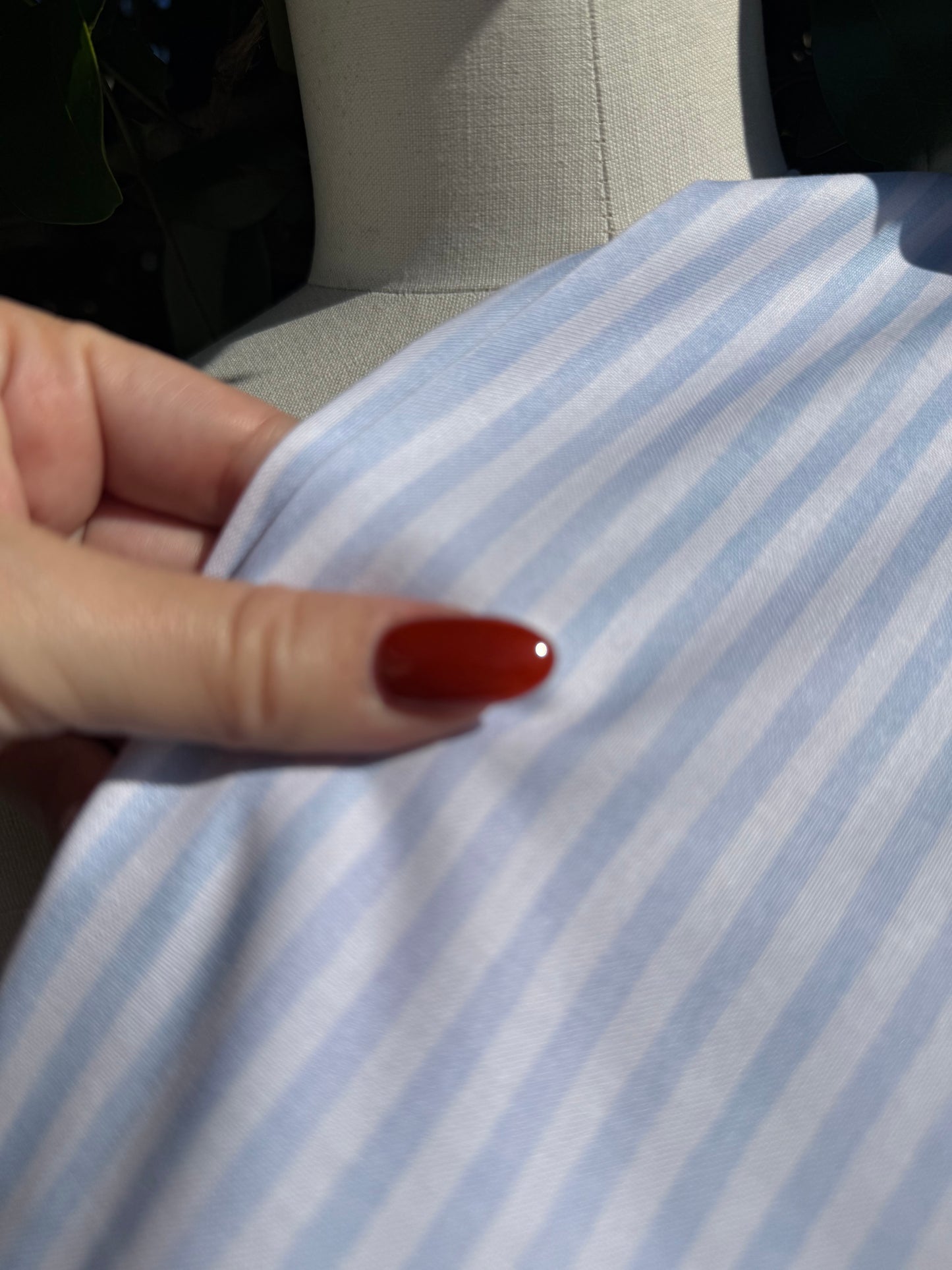 Light blue white Vertical  stripe Quilt Cotton Poplin Woven "Ocean Breeze"