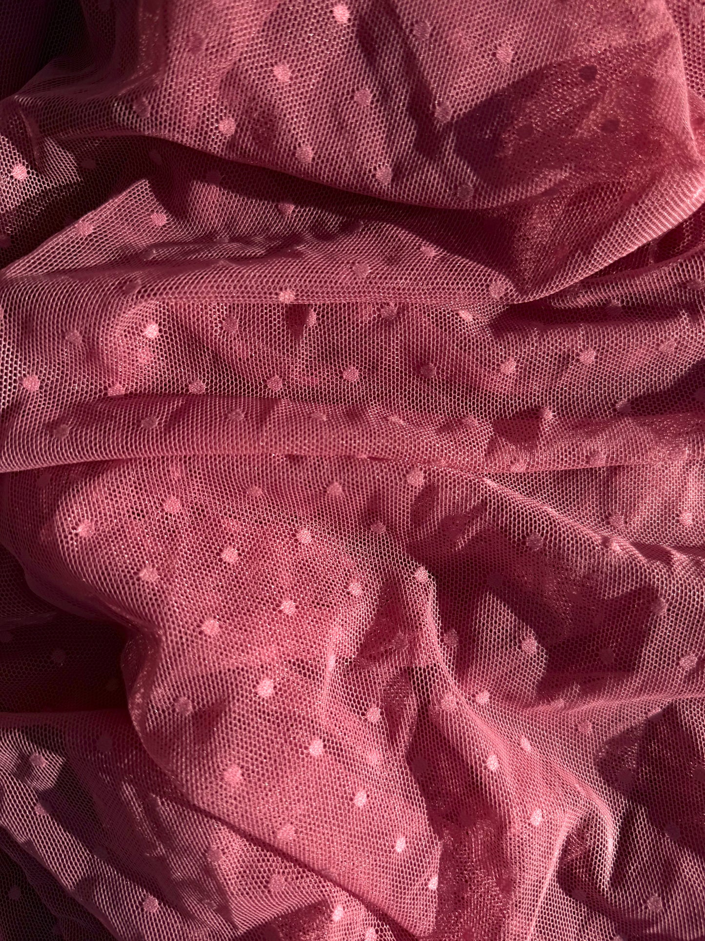 Vintage Rose Pink Dot Micro Mesh Stretch Knit "Venus”