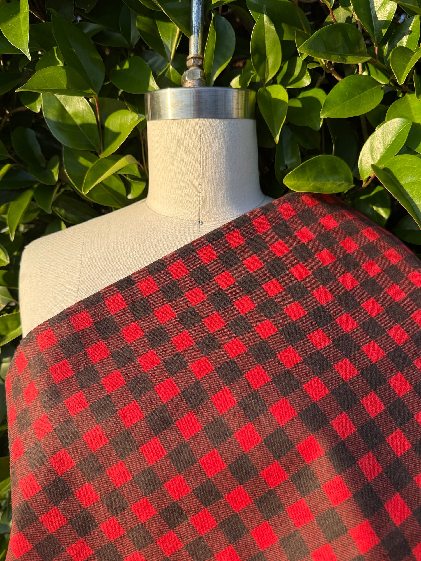 Red Black Gingham Plaid Cotton Flannel Quilt “Paul’s Farm”