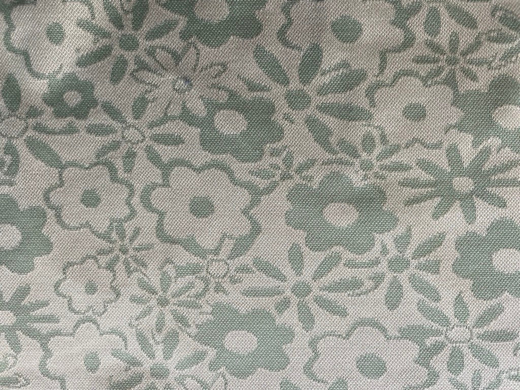 White Pale Blue Floral Daisy Polyester Spandex Ponte Knit "Embossed Floral "