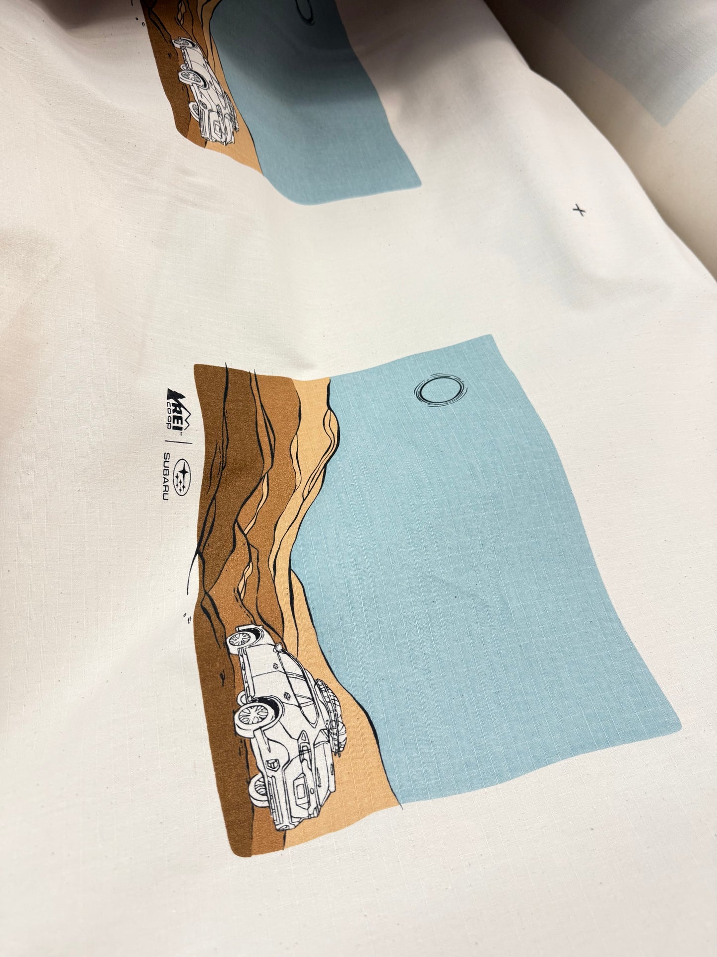 Cream Car Promo Tote Bag Panel Cotton Ripstop “Camp Cut”
