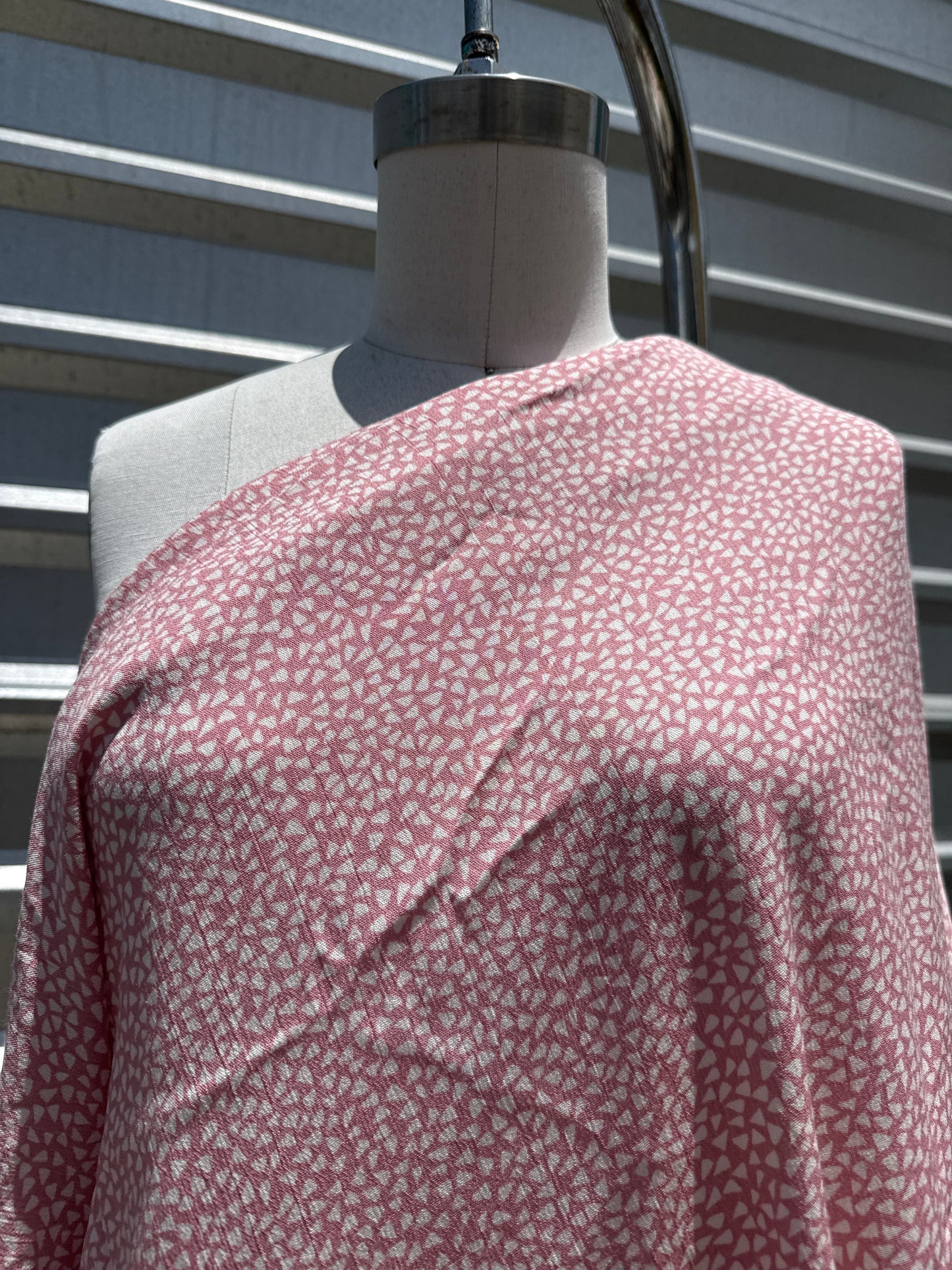 Dusty Pink Abstract Triangles Soft Rayon Crepe "Meet At the Lockers"