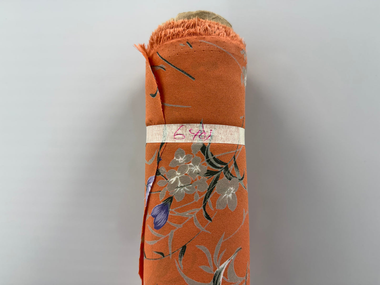 Orange Purple Yellow Floral Polyester Georgette 6 Yards