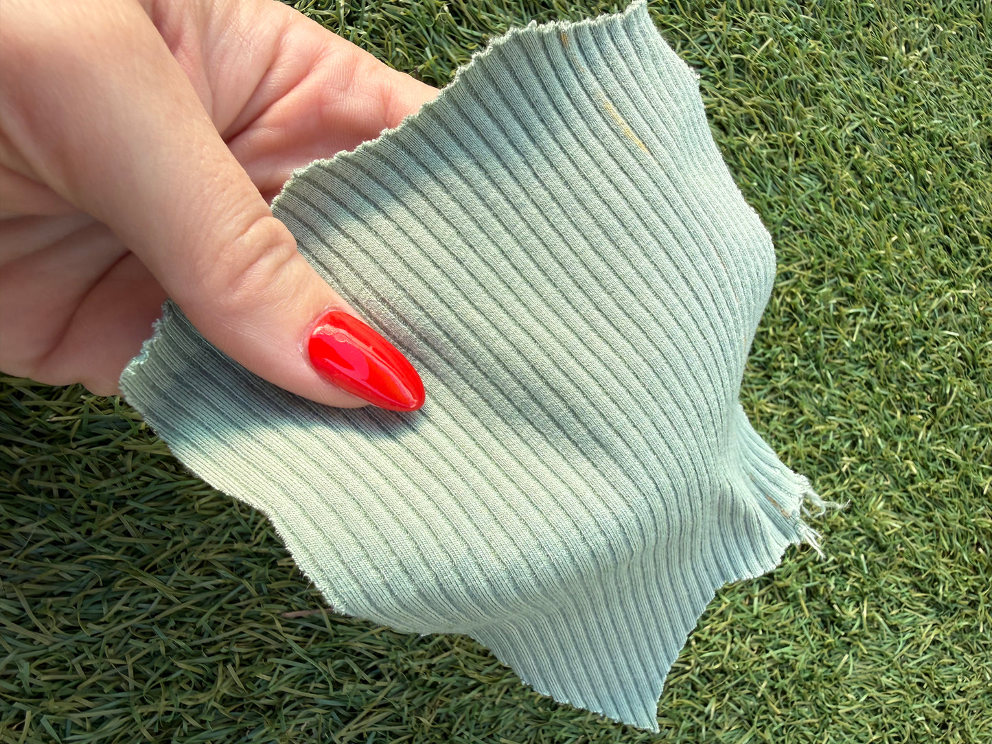 Sage Green 2x1 Rayon Spandex Rib Knit "Minty Chip”