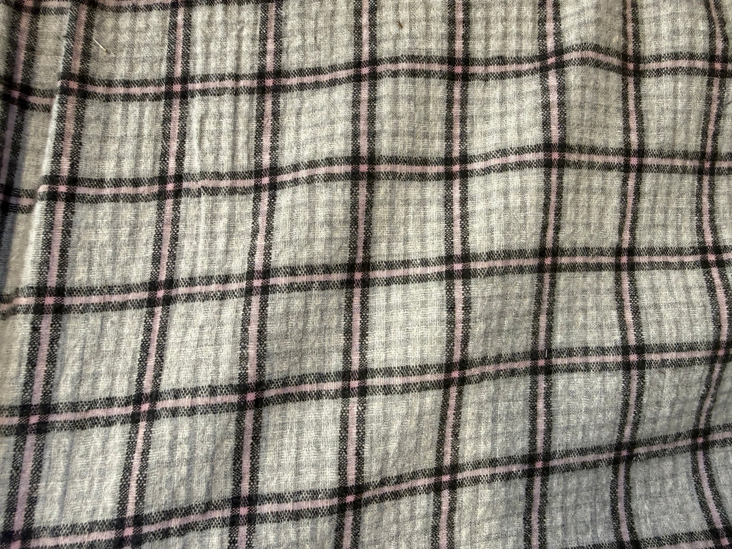 Grey Pink Black Plaid Cotton Woven "Sophie"