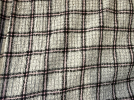 Grey Pink Black Plaid Cotton Woven "Sophie"