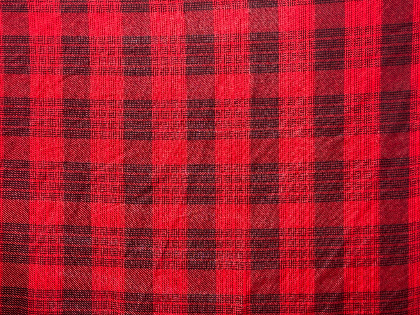 Red Black Plaid Rayon Challis Woven "Jacky"