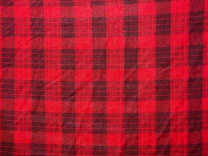 Red Black Plaid Rayon Challis Woven "Jacky"