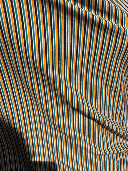 Thin Stripe Teal Brown Yellow White Vintage Cotton Spandex Jersey "Uncle Dave"