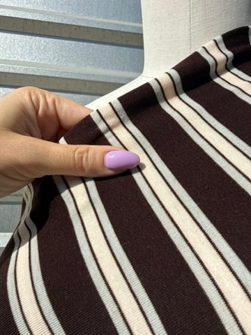 Brown White Baby Blue Stripe Rayon Spandex Jersey "Scotty"
