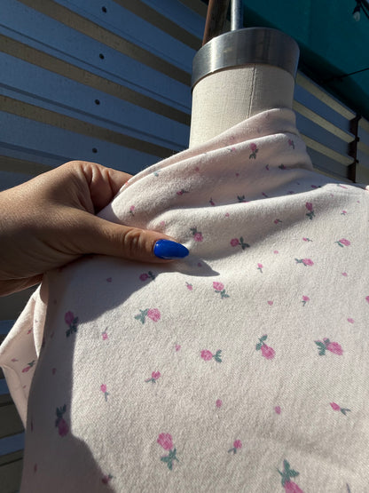 Pink Rose Bud Ditsy Floral Print Cotton Jersey Knit “Sleeping Rose”