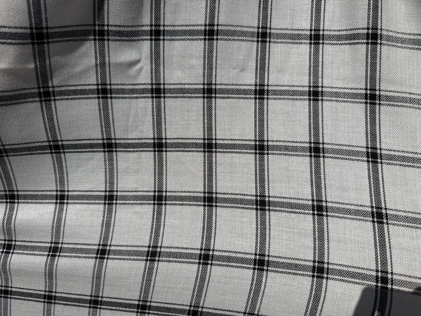 White Black Plaid Rayon Challis Woven "Classic Taylor"