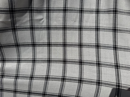 White Black Plaid Rayon Challis Woven "Classic Taylor"