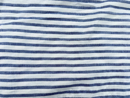 Blue White Stripe Cotton Gauze "In the Coves"