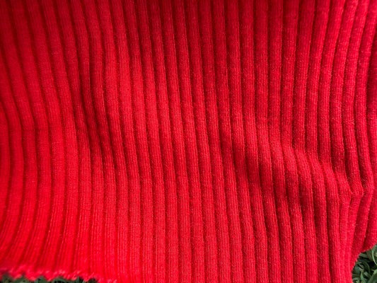 Red 2x1 Rayon Spandex Rib Knit "Cherry Candy”