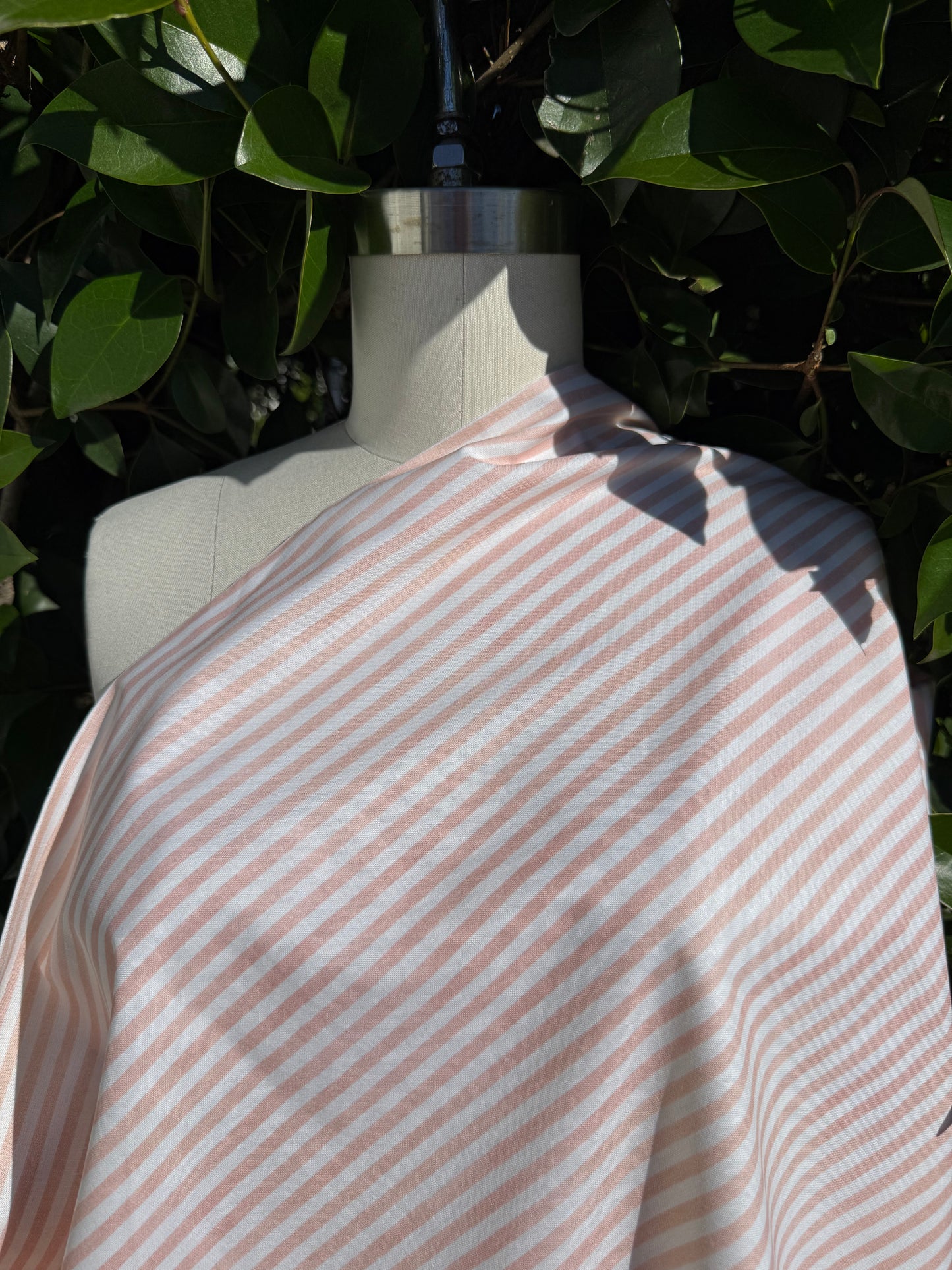 Pink White  Vertical Stripe Quilt Cotton Poplin Woven "Himalayan Pink "