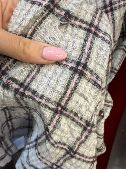 Grey Pink Black Plaid Cotton Woven "Sophie"