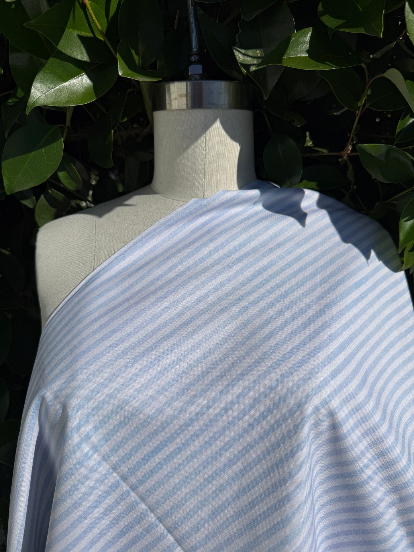 Light blue white Vertical  stripe Quilt Cotton Poplin Woven "Ocean Breeze"