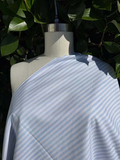 Light blue white Vertical  stripe Quilt Cotton Poplin Woven "Ocean Breeze"