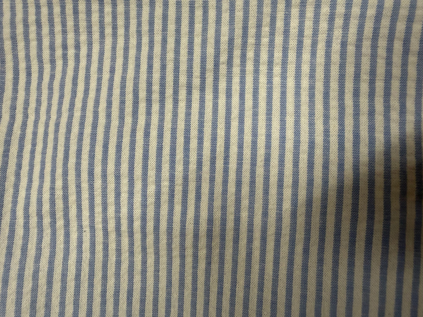 Baby Blue White Stripe Cotton Seersucker Woven “Sea Side Rhymes’