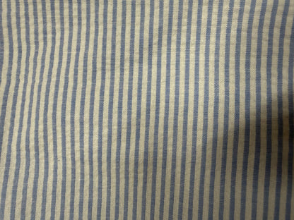 Baby Blue White Stripe Cotton Seersucker Woven “Sea Side Rhymes’