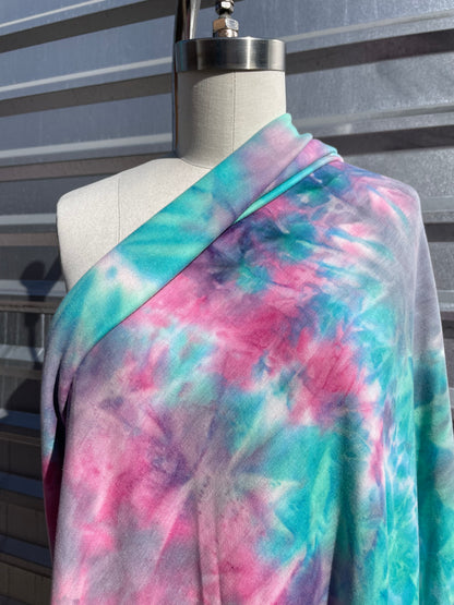SeaFoam Pink Purple Rayon Spandex French Terry Yoga Jersey Fabric "Unicorn Warrior"