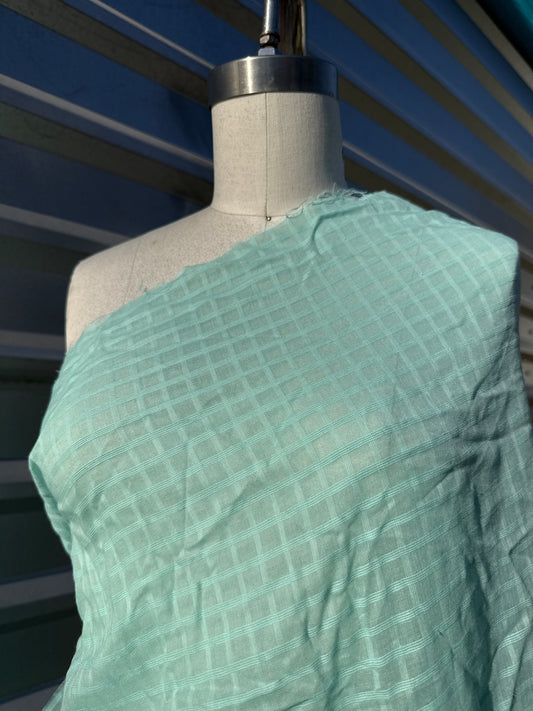 Light Blue  Sheer Plaid Cotton Voile "Window to the Sea"