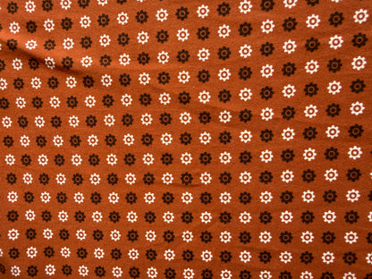 Rust Brown Gold Floral Dot Print Polyester Spandex Knit "Grand Canyon Trip"