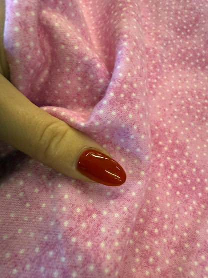 Pink White Mini Speck Polkadot Cotton Flannel “Sweet Pea”