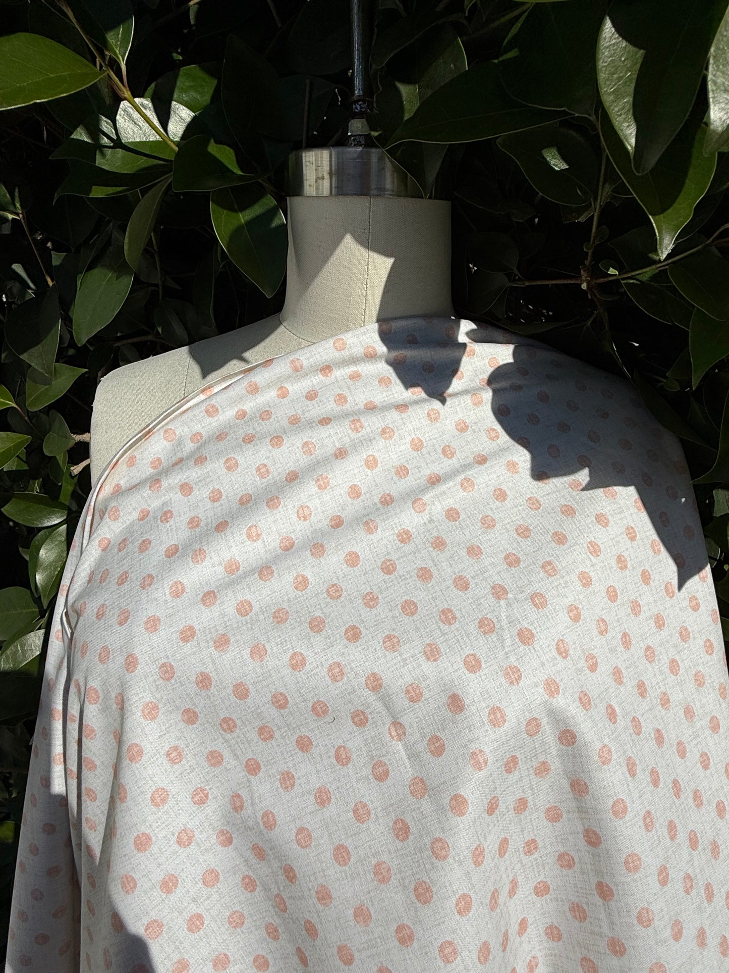 Light Peach White Mini polka Dot crosshatch Quilt Cotton Poplin Woven "Babydoll"