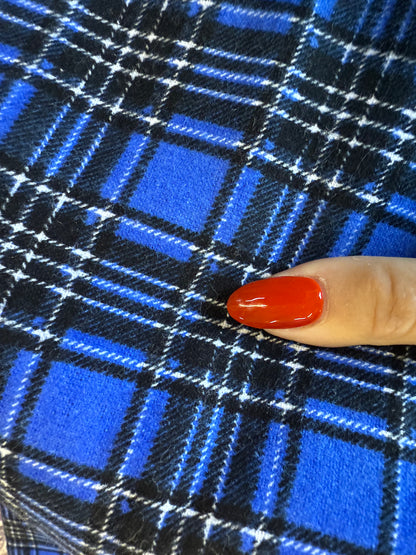 Blue Black Whire Plaid Cotton Flannel Woven “Washougal  Mountain “