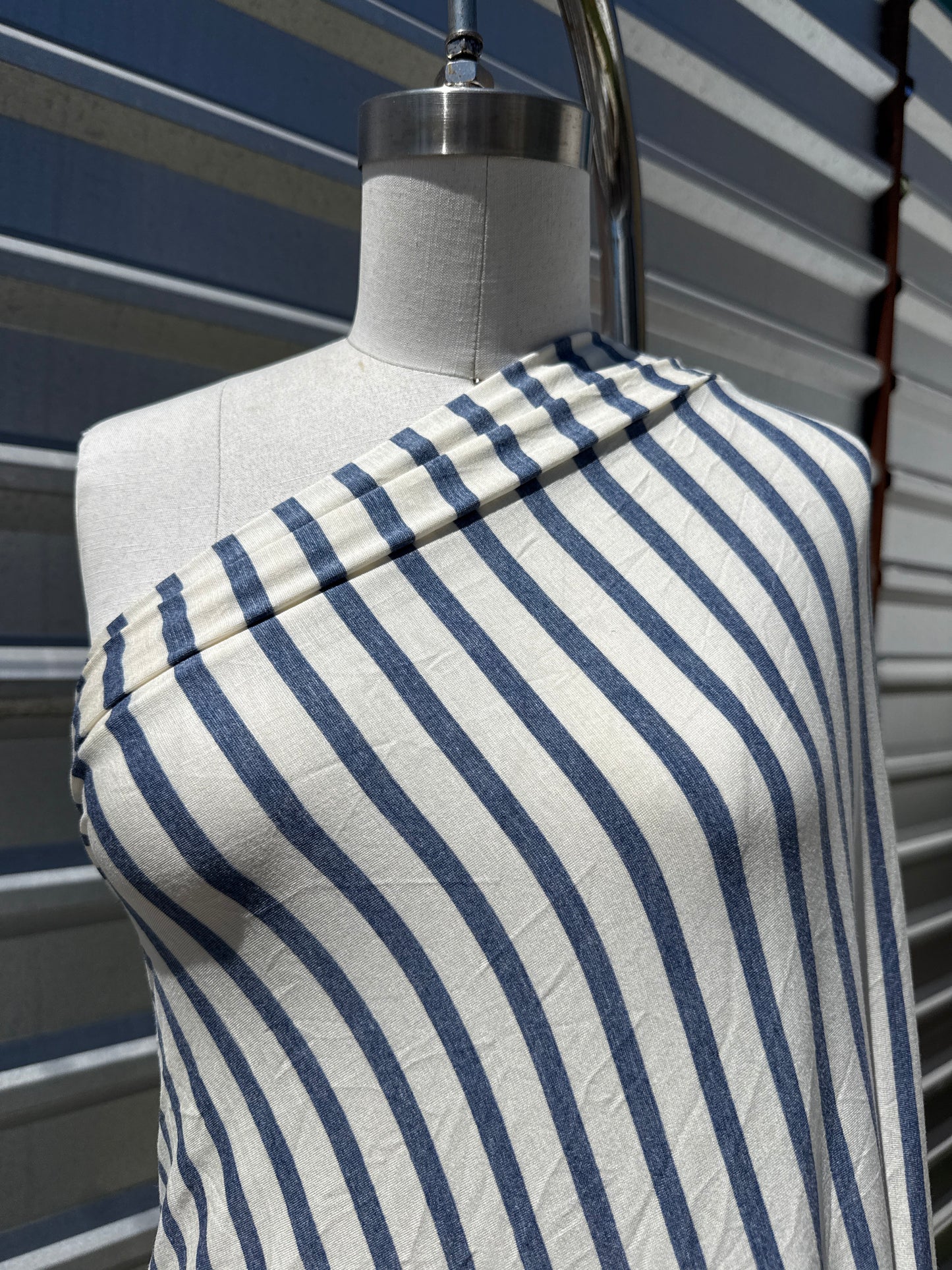 Blue White Stripe Rayon Spandex Jersey "Baby Andy"