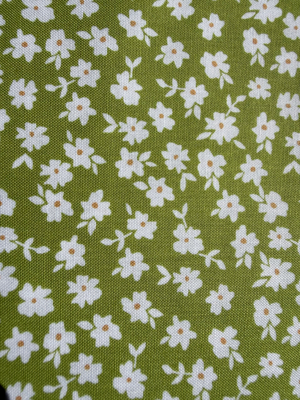 Lime Green Daisy Ditsy Floral Print Quilt Cotton "Sweet Greenie”