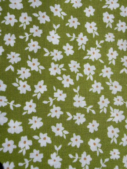 Lime Green Daisy Ditsy Floral Print Quilt Cotton "Sweet Greenie”