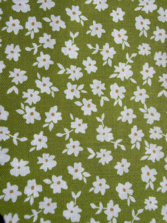 Lime Green Daisy Ditsy Floral Print Quilt Cotton "Sweet Greenie”
