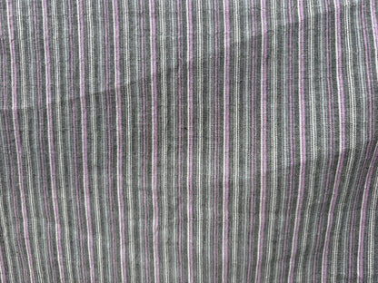 Grey Purple White Stripe Cotton Gauze Woven "Heather Tracks"
