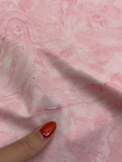 Pink Marbling Print Quilt Cotton Poplin Woven "Pink Granite"