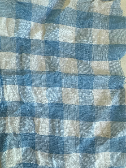 White Baby Blue Gingham Seersucker Cotton Woven "Gale Farm"