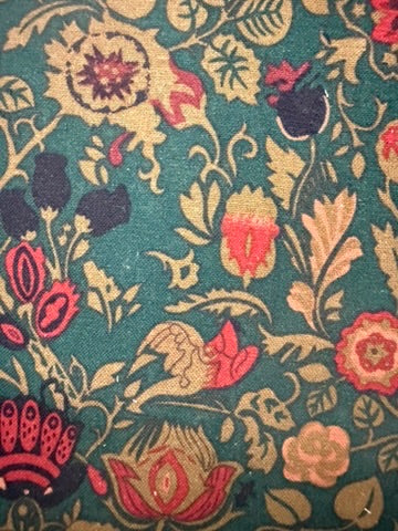 Emerald Green Ornate Floral Tapestry Print Cotton Linen Fabric "Find Me In A Book"
