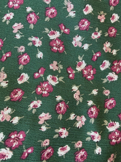 Green Pink White Floral Crepe Rayon Woven"Lindsey”